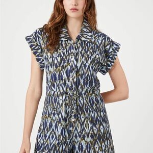 Forever 21 Navy and White Patterned Jumpsuit